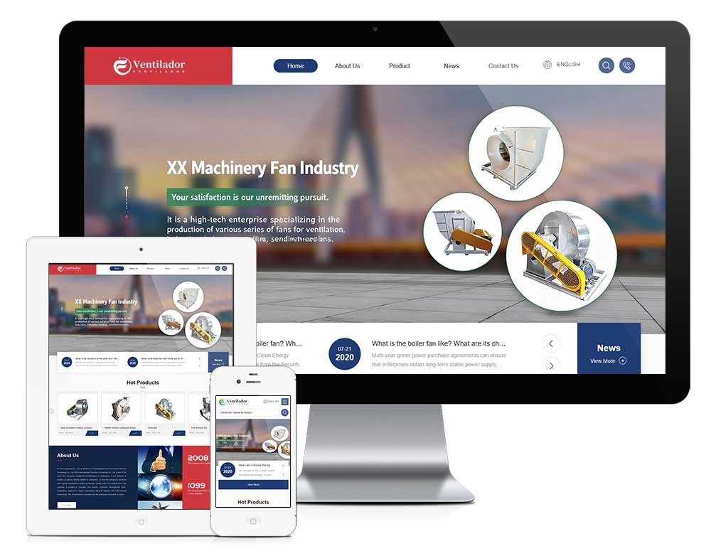 外贸询盘机械设备自适应模板 Z917（风机设备）