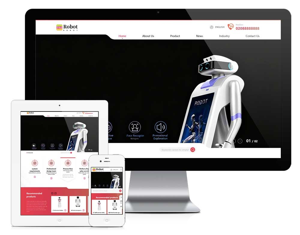 外贸询盘版电子电器自适应模板z909（智能机器人）