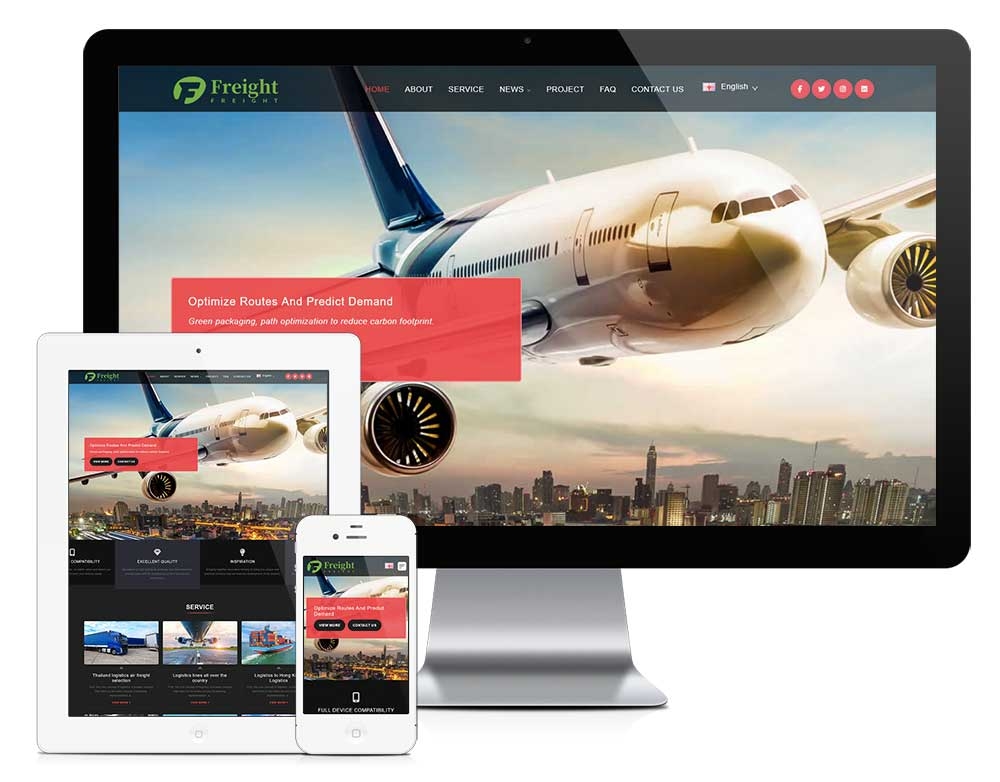 响应式询盘版物流货运网站模板 z1087（物流货运）