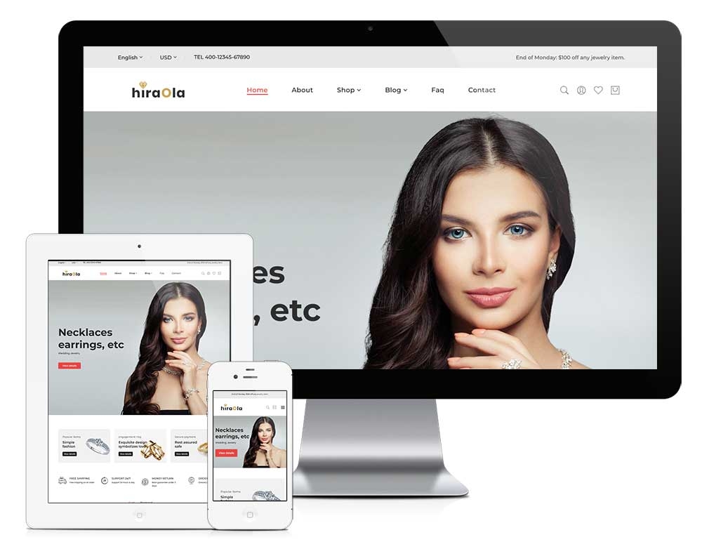 响应式外贸商城版网站模板 z829（珠宝首饰）