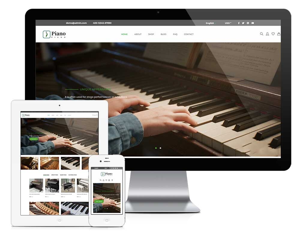 响应式外贸商城版网站模板 z837（键盘乐器）