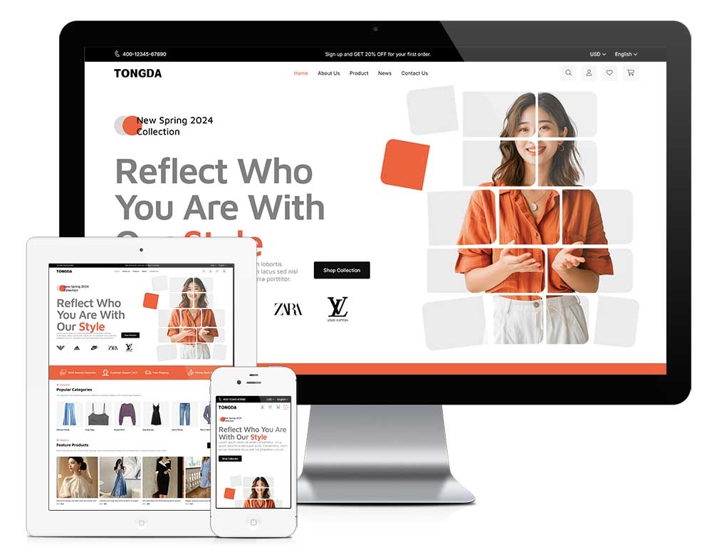 响应式外贸商城版网站模板 z850（服装服饰）